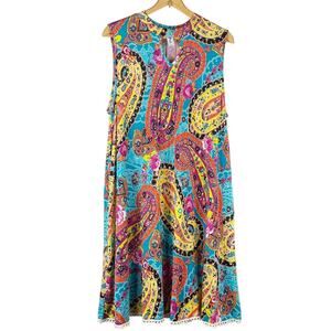Perfectly Priscilla Women's Paisley Boho Sleeveless Dress Size 3XL Cruise Beach